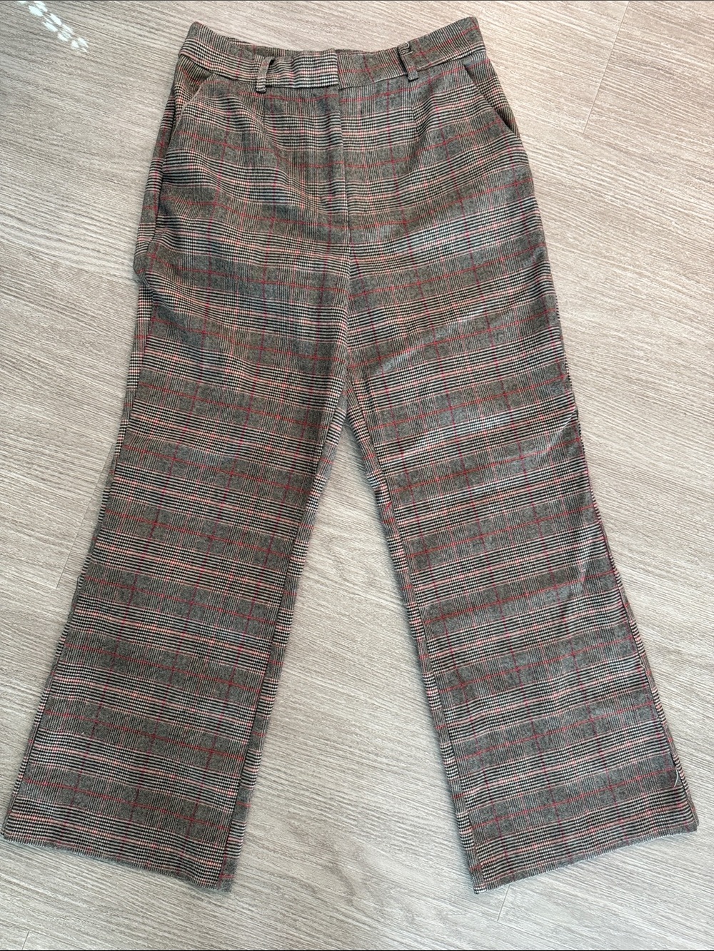 Forever 21 Plaid Wide-Leg Pants in Gray and Red